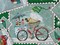 P & B Textiles Christmas Gnomes Postcard Toss on Green 100% Cotton Fabric Price per Yard